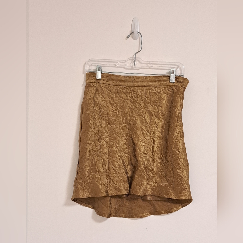 USISI SISTER Bronze Metallic Textured Lined Mini Skirt NWT Misses Size Medium